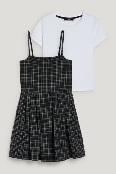 Kids Girls - Set - dress and short sleeve T-shirt - 2 piece - white / black