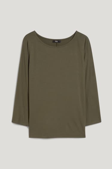Dames - Basic-longsleeve - donkergroen