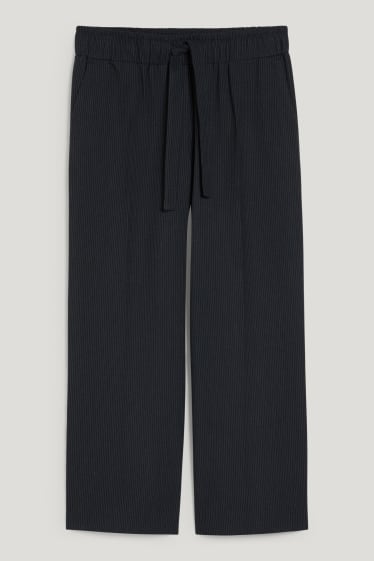 Femmes - Pantalon en toile - mid waist - wide leg - à rayures - bleu foncé