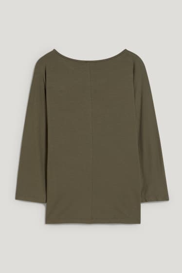 Dames - Basic-longsleeve - donkergroen
