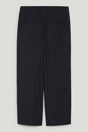Femmes - Pantalon en toile - mid waist - wide leg - à rayures - bleu foncé