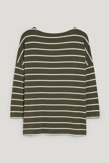 Dames - Longsleeve - gestreept - donkergroen