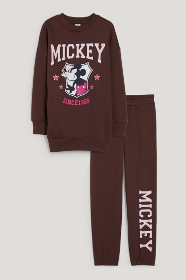 Exclu web - Mickey Mouse - ensemble - sweat et pantalon de jogging - 2 pièces - marron foncé