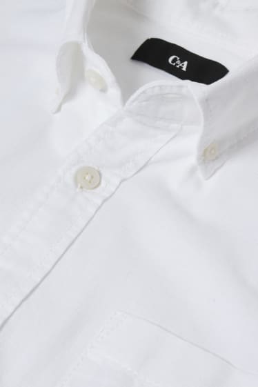 Hommes - Chemise - regular fit - col button down - coton bio - blanc