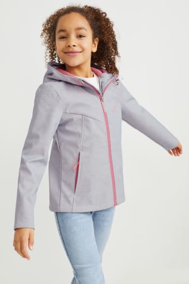 Kids Girls - Softshell jacket with hood - light gray-melange