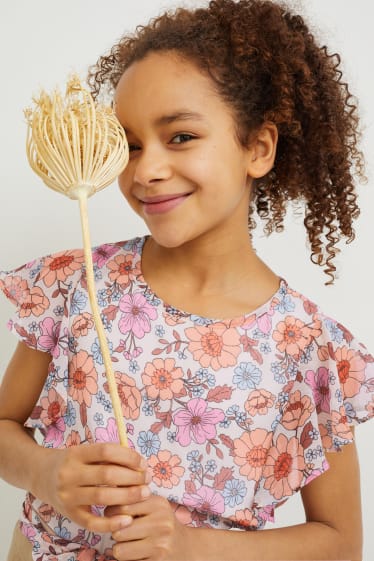 Kids Girls - Blouse van chiffon - gebloemd - gekleurd