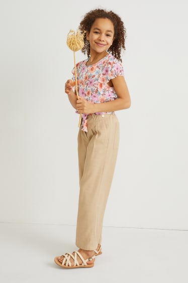 Kids Girls - Blouse van chiffon - gebloemd - gekleurd