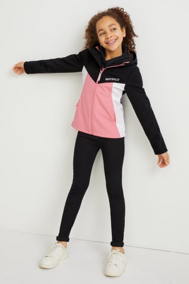 Kids Girls - Softshell jacket with hood - black