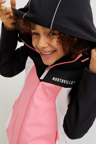 Kids Girls - Softshell jacket with hood - black