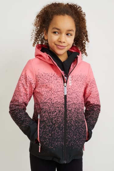 Kids Girls - Softshelljacke mit Kapuze - schwarz / rosa