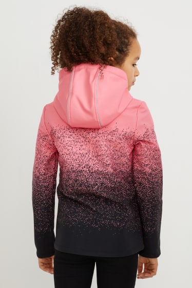 Kids Girls - Softshelljacke mit Kapuze - schwarz / rosa