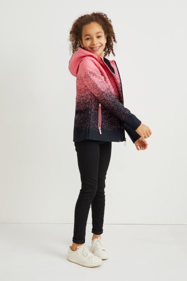 Kids Girls - Softshelljacke mit Kapuze - schwarz / rosa