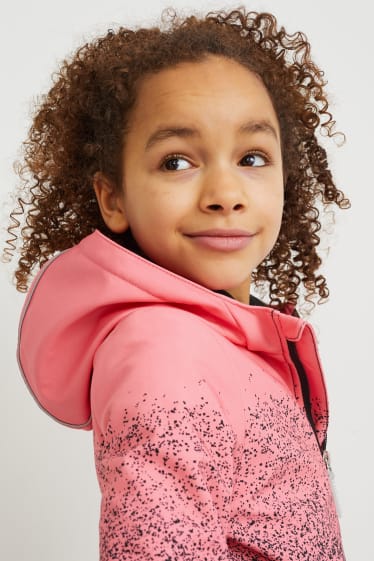 Kids Girls - Softshelljacke mit Kapuze - schwarz / rosa