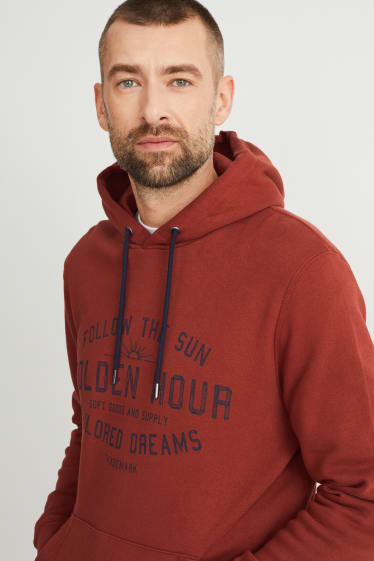 Hombre - Sudadera con capucha - marrón rojizo