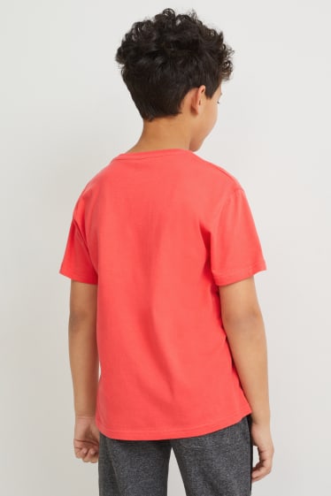 Reverskraag - T-shirt - Augmented reality-motief - rood