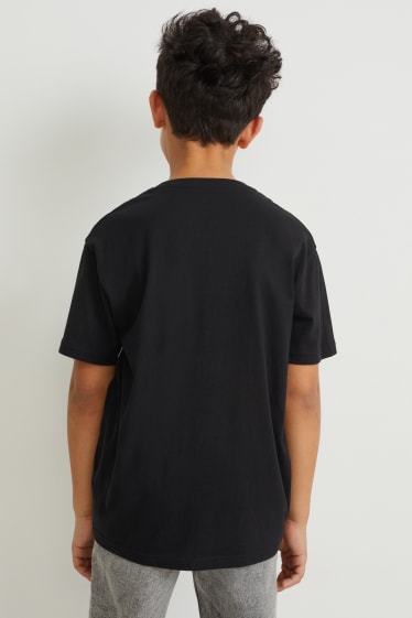 Reverskraag - T-shirt - Augmented reality-motief - zwart