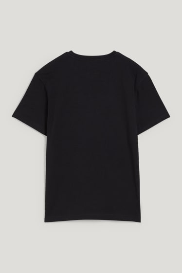 Reverskraag - T-shirt - Augmented reality-motief - zwart