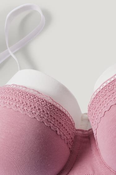 Damen - Multipack 2er - BH mit Bügel - FULL COVERAGE - wattiert - weiß / rosa
