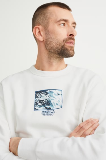 Heren - Sweatshirt - met gerecycled polyester - wit