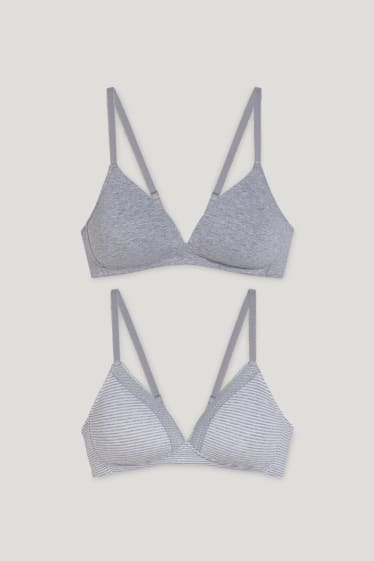 Femmes - Lot de 2 - soutien-gorge sans armatures - ampliforme - gris clair