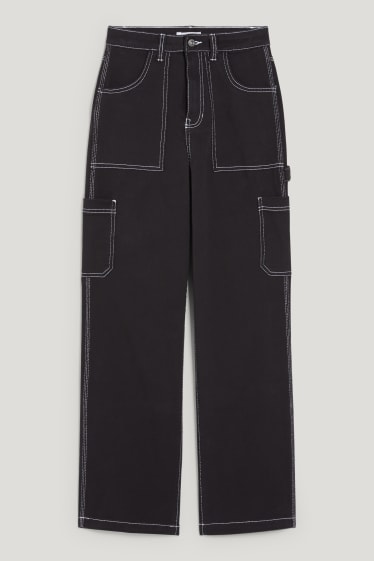 Clockhouse niñas - CLOCKHOUSE - pantalón - high waist - wide leg - negro
