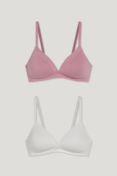 Femmes - Lot de 2 - soutien-gorge sans armatures - ampliforme - rose