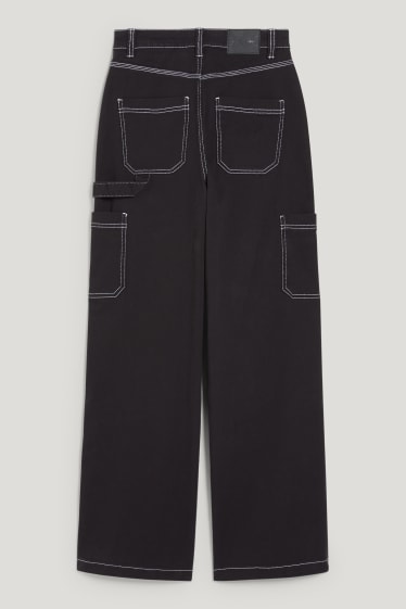 Clockhouse niñas - CLOCKHOUSE - pantalón - high waist - wide leg - negro