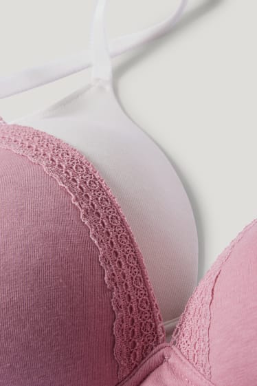 Femmes - Lot de 2 - soutien-gorge sans armatures - ampliforme - rose