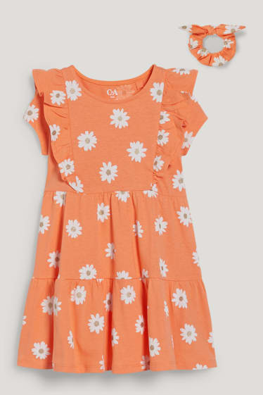 Toddler Girls - Set - dress and scrunchie - orange