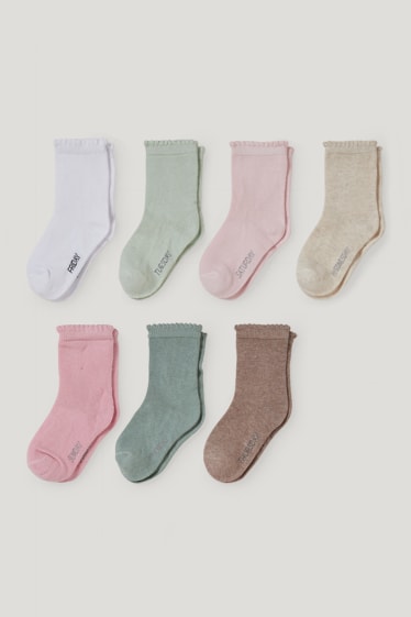 Bébé filles - Lot de 7 paires - jours de la semaine - chaussettes bébé à motif - vert menthe
