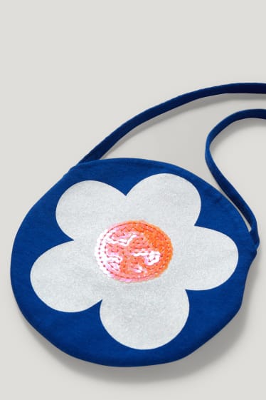 Filles - Ensemble - robe et sac - 2 pièces - à fleurs - bleu