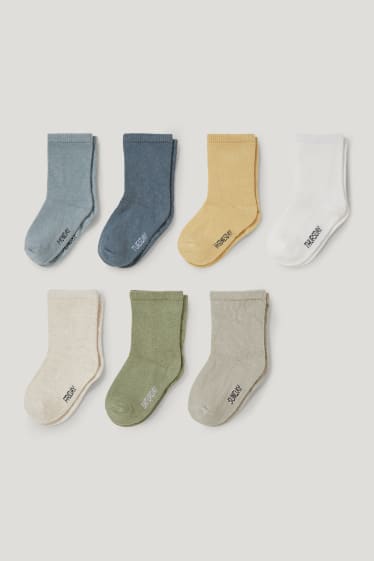 Bébé garçons - Lot de 7 paires - jours de la semaine - chaussettes bébé à motif - gris / vert menthe
