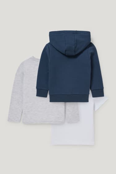 Garçons - Lego Ninjago - ensemble - sweat zippé, haut à manches longues et T-shirt - bleu foncé