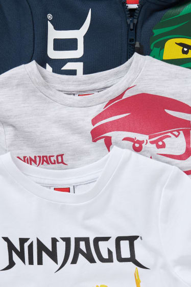 Garçons - Lego Ninjago - ensemble - sweat zippé, haut à manches longues et T-shirt - bleu foncé