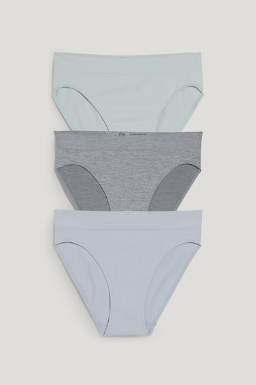Damen - Multipack 3er - Slip - seamless - LYCRA® - hellblau