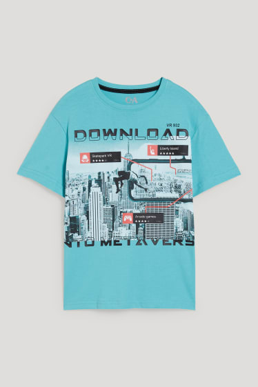 Reverskraag - T-shirt - lichtturquoise