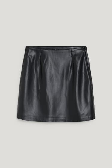 Mujer - Minifalda - polipiel - negro