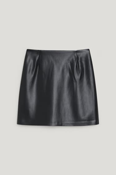 Mujer - Minifalda - polipiel - negro