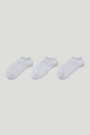 Dámské - Multipack 3 ks - ponožky do tenisek - bio bavlna - světle šedá-žíhaná
