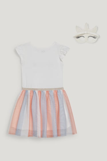 Toddler Girls - Unicorn - set - rochie și mască - 2 piese - alb