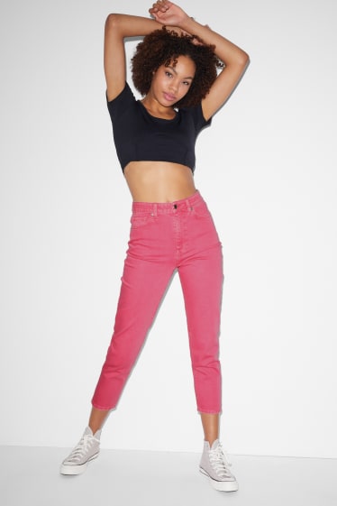 Clockhouse femme - CLOCKHOUSE - mom jean - high waist - rose