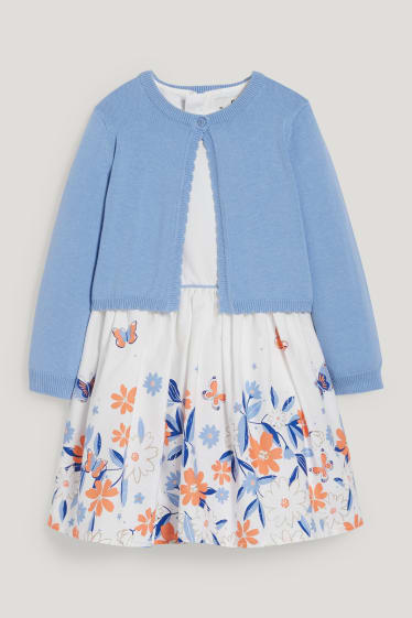 Filles - Ensemble - robe et gilet en maille - 2 pièces - blanc