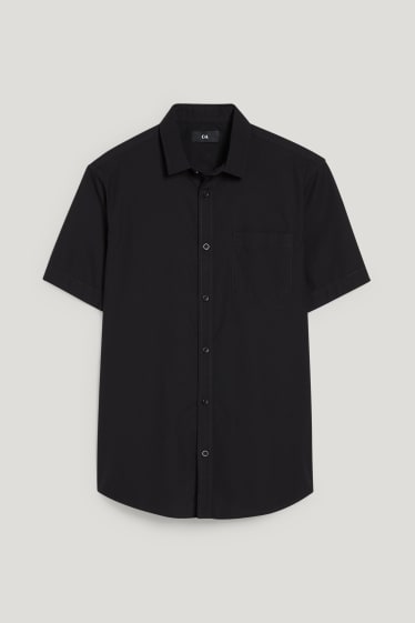 Pánské - Košile - regular fit - kent - černá