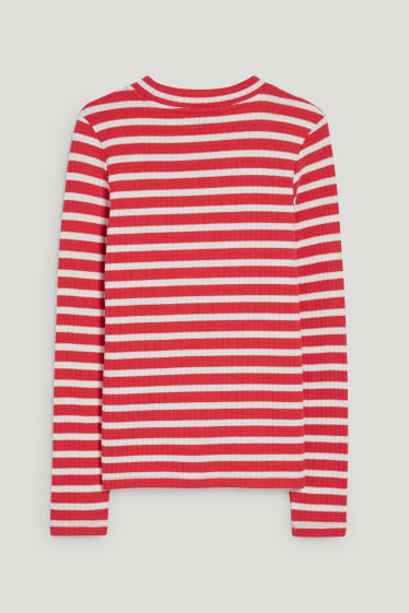 Dames - Longsleeve - gestreept - rood / crème wit