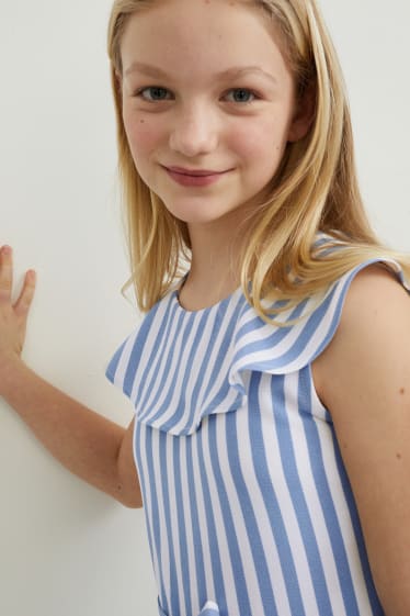 Kids Girls - Jumpsuit - gestreept - blauw / wit