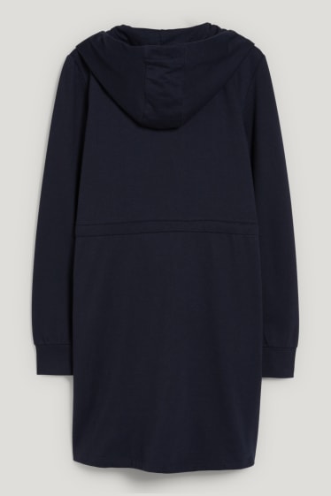 Mujer - Sudadera premamá con cremallera, capucha y cubierta para el bebé - azul oscuro