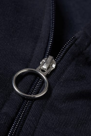 Mujer - Sudadera premamá con cremallera, capucha y cubierta para el bebé - azul oscuro