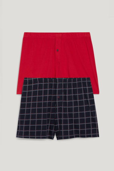 Herren - Multipack 2er - Boxershorts - Jersey - dunkelrot