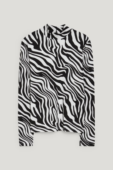 Dames - Longsleeve - zwart / wit