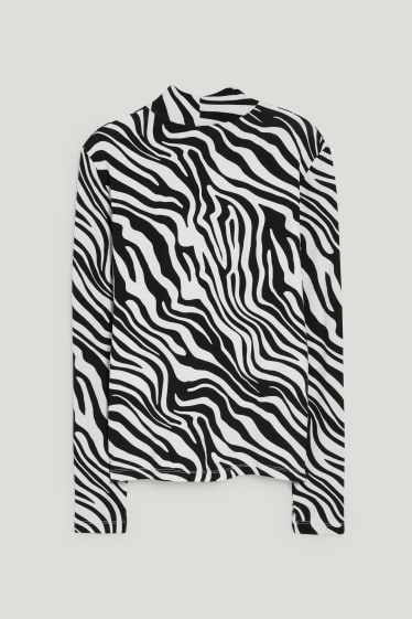 Dames - Longsleeve - zwart / wit